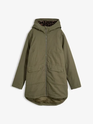 Parka z polarem typu baranek BonPrix zielony