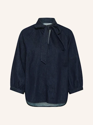 Part Two Bluzka Jeansowa Sassipw Z Wiązaniem I Rękawami 3/4 blau