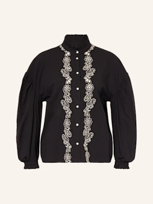 Part Two Bluzka Z Dziurkowaną Koronką I Rękawami 3/4 schwarz