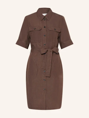 Part Two Sukienka Koszulowa Railipw Z Lnem braun