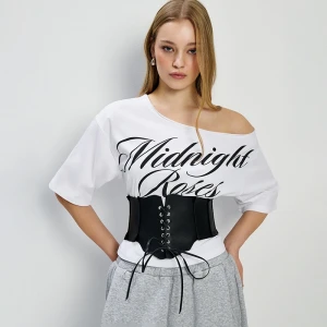 Pas gorsetowy ze sztucznej skóry czarny House