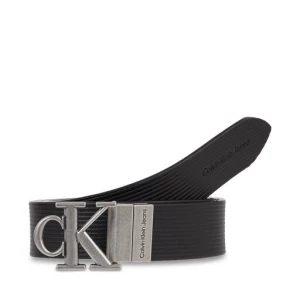 Pasek Damski Calvin Klein Jeans Round Mn/Rev Lthr Text Belt K60K611248 Black Solid/Black Texture 0GM