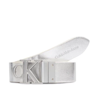 Pasek Damski Calvin Klein Jeans Round Mono Pl Rev Lthr Belt 30Mm K60K611489 White/Silver Specchio 0K6