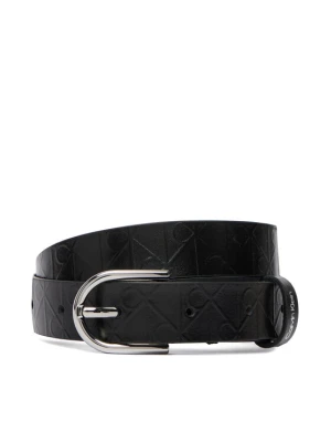 Pasek Damski Calvin Klein Round Buckle Debossed LV04F7143G Czarny