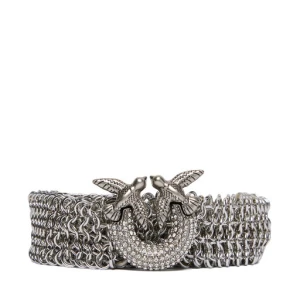 Pasek Damski PINKO Strass Buckle Belt H2 105878 A2X8 Srebrny