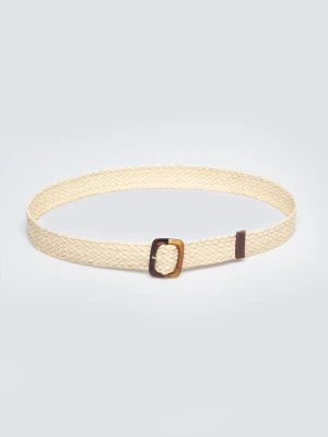 Pasek damski pleciony kremowy Piel 102 BIG STAR