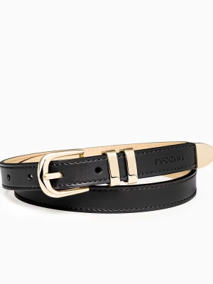 Pasek damski skórzany czarny rozmiar M Puccini