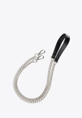 Pasek do torebki ze skóry z łańcuszkiem czarno - srebrny Wittchen