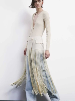 Pasek kopertowy z tkaniny z frędzlami PATRIZIA PEPE