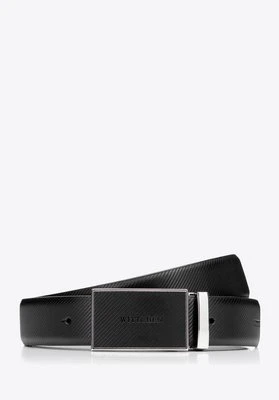 Pasek męski ze skóry naturalnej o wyrazistej fakturze czarny Wittchen