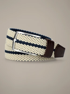 Pasek Pleciony Kremowo-Granatowy Twain 2 Lancerto