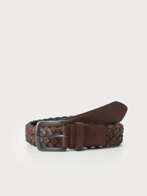 Pasek pleciony Pier One By Zalando brązowy