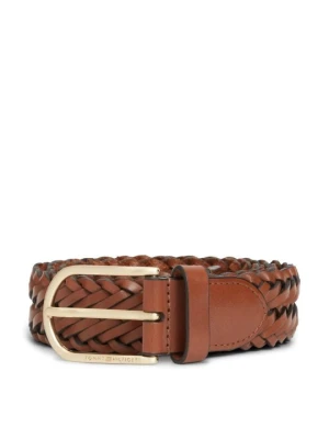 Pasek pleciony Tommy Hilfiger koniakowy