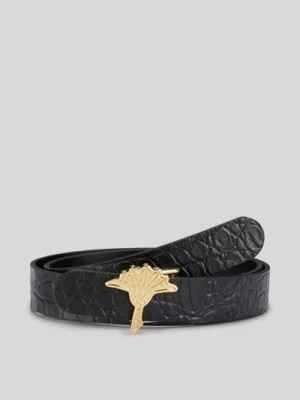 Pasek skórzany w czarnym kolorze z efektem skóry krokodyla Joop