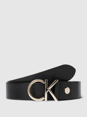 Pasek skórzany z aplikacją z logo CK Calvin Klein