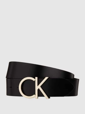 Pasek skórzany z aplikacją z logo CK Calvin Klein
