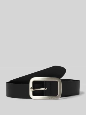 Pasek skórzany z prostokątną sprzączką i detalem z logo s.Oliver RED LABEL