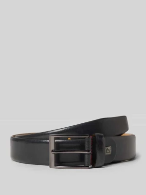 Pasek skórzany ze sprzączką z chromowanym efektem Pierre Cardin