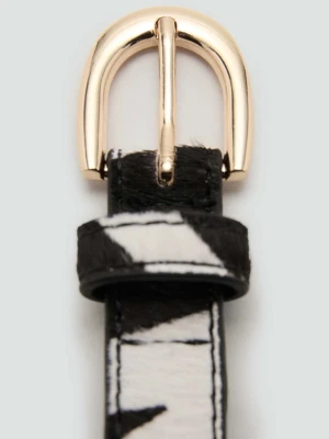 Pasek skórzany ze zwierzęcym wzorem czarny - Kobieta - - MANGO