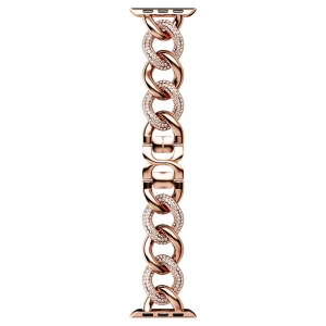 Pasek w formie łańcuszka, Do zegarków Apple Watch® 40 mm i 41 mm, W odcieniu różowego złota, Powłoka w odcieniu różowego złota Swarovski