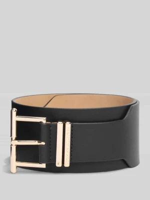 Pasek w talii z naturalnej skóry z wytłoczonym logo Tommy Hilfiger Czarny