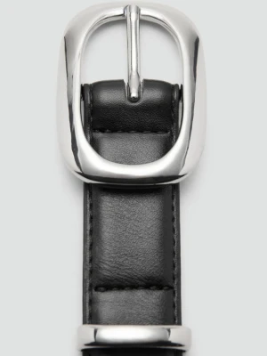 Pasek z kwadratową klamrą czarny - Kobieta - - MANGO