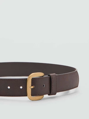 Pasek z kwadratową klamrą czekoladowy - Kobieta - - MANGO