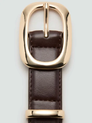 Pasek z kwadratową klamrą czekoladowy - Kobieta - - MANGO