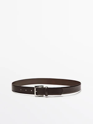 Pasek Z Kwadratową Sprzączką Z Wykończeniem Nappa - Brązowy - M / 85cm - Massimo Dutti - Female