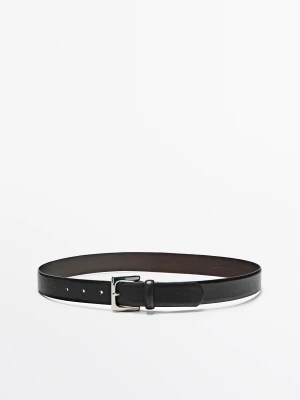 Pasek Z Kwadratową Sprzączką Z Wykończeniem Nappa - Brązowy - L / 90cm - Massimo Dutti - Female