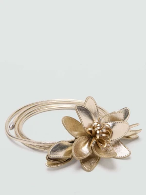Pasek z kwiatami w metalicznym kolorze złoty - Dzieci - Rozmiar uniwersalny - MANGO KIDS