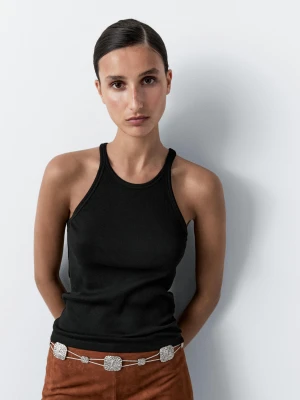 Pasek Z Łańcuszka Z Medalionami Z Fakturą - Srebrny - - Massimo Dutti - Female