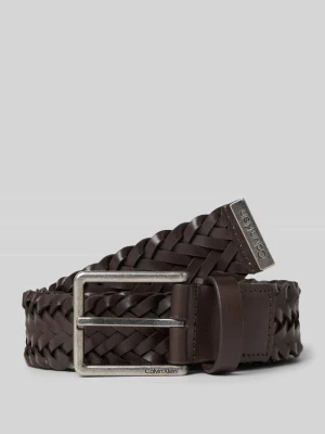 Pasek z licowej skóry w optyce plecionki CK Calvin Klein