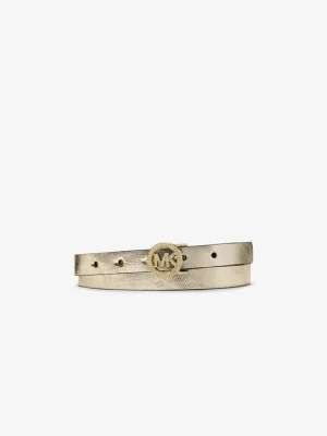 Pasek z logo z metalicznej skóry i kryształkami pavé Michael Kors ZŁOTY (Złoty)
