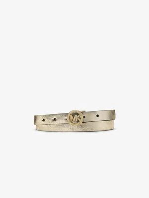 Pasek z logo z metalicznej skóry i kryształkami pavé MICHAEL Michael Kors