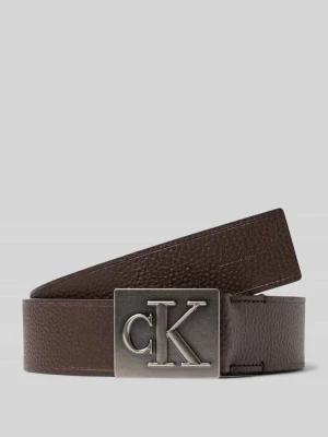 Pasek z naturalnej skóry bydlęcej Calvin Klein Ciemnobrązowy