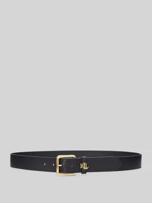 Pasek z naturalnej skóry bydlęcej z detalem z logo Lauren Ralph Lauren Czarny