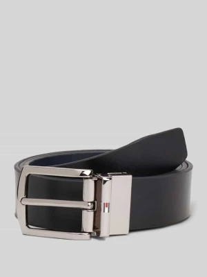 Pasek z naturalnej skóry z aplikacją z logo Tommy Hilfiger