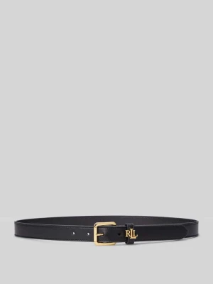 Pasek z naturalnej skóry z detalem z logo Lauren Ralph Lauren Czarny