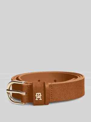 Pasek z naturalnej skóry z detalem z logo Tommy Hilfiger Koniakowy