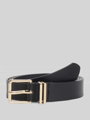 Pasek z naturalnej skóry z wytłaczanym logo Tommy Hilfiger Czarny