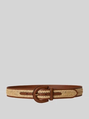 Pasek z plecionki ze słomy z detalami ze skóry Lauren Ralph Lauren