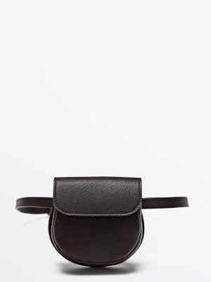 Pasek Z Torebką Ze Skóry Nappa - Brązowy - Massimo Dutti - Female