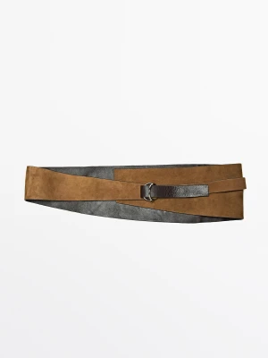 Pasek Z Zamszowej Skóry - Piaskowy - Massimo Dutti - Female