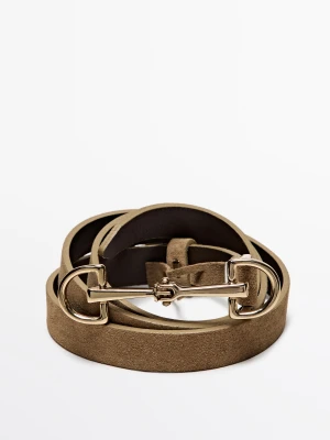 Pasek Z Zamszowej Skóry W Jeździeckim Stylu - Piaskowy - - Massimo Dutti - Kobieta