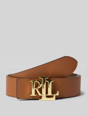 Pasek dwustronny ze skóry bydlęcej z aplikacją z logo Lauren Ralph Lauren