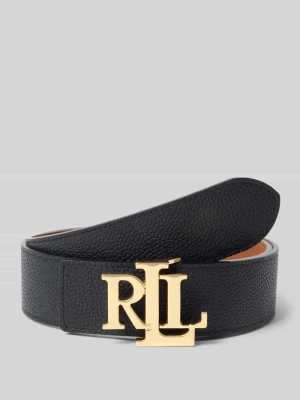 Pasek dwustronny ze skóry bydlęcej z aplikacją z logo Lauren Ralph Lauren