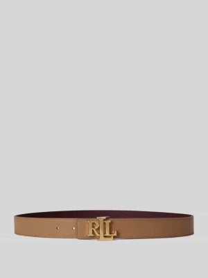 Pasek ze skóry bydlęcej z logo-sprzączką Lauren Ralph Lauren Bordowy