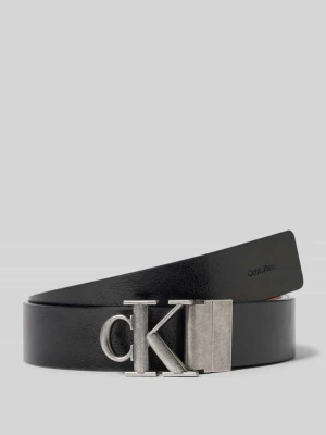 Pasek ze skóry bydlęcej z zapięciem zaciskowym Calvin Klein Czarny