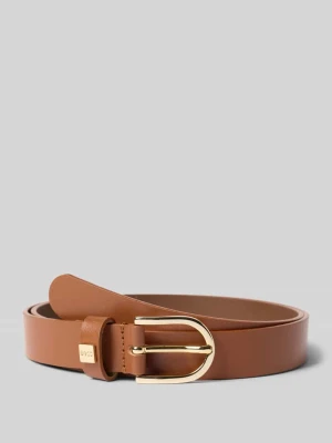 Pasek ze skóry bydlęcej ze sprzączką i detalem z logo Boss
